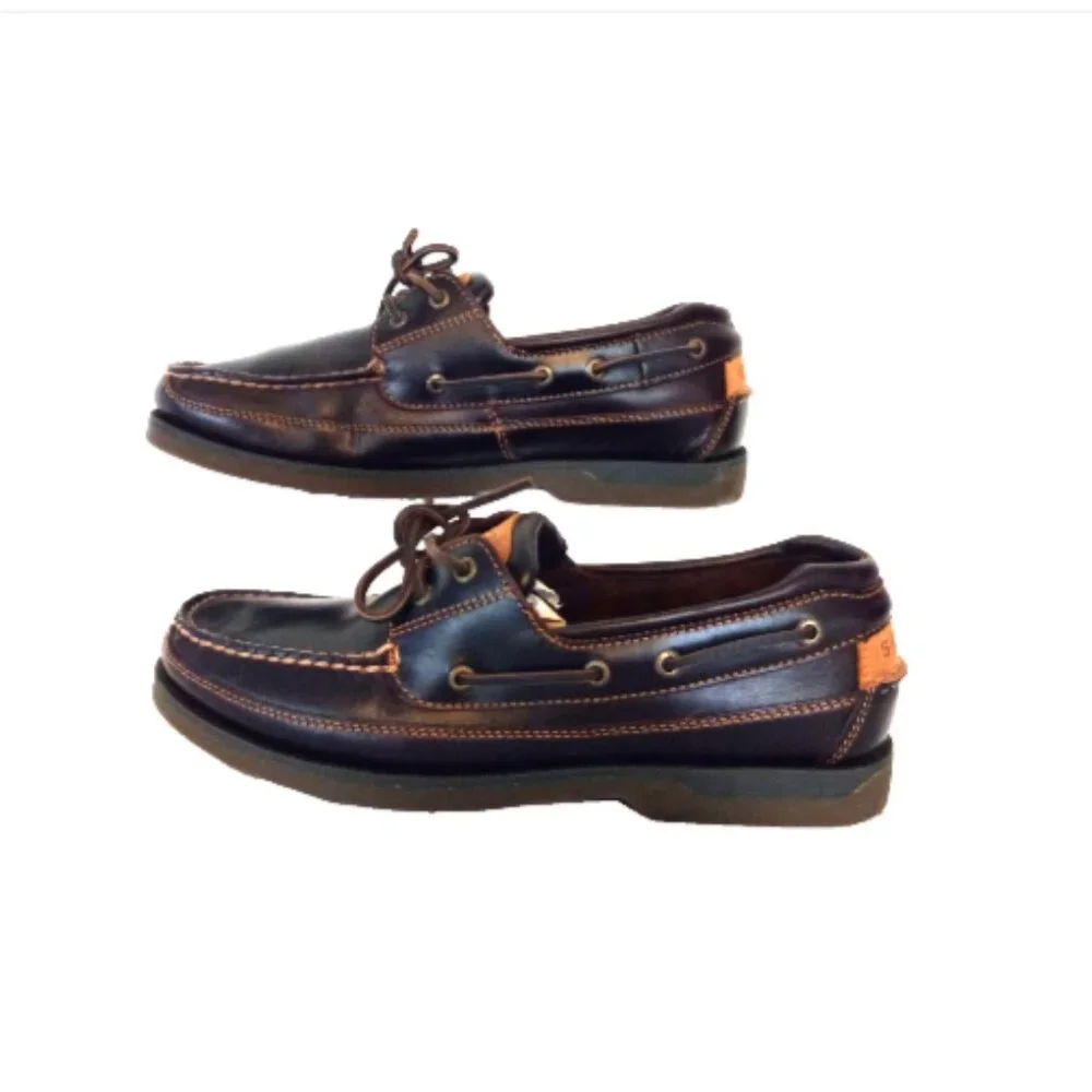 Sperry Top-Sider Men’s 10 Amaretto Leather 2-Eye Boat Shoes Canoe Moc 0764027W